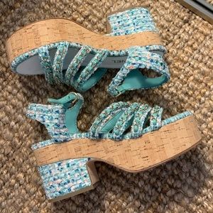 aqua chanel tweed platform sandals 40
